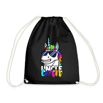 Funny Unclecorn Unicorn Uncle Mens Tee Cool - Drawstring Bag - black - Front