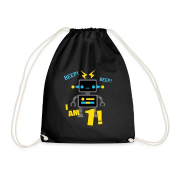 Robot 1 an anniversaire garçons cadeau - Sac de sport léger - noir - Devant