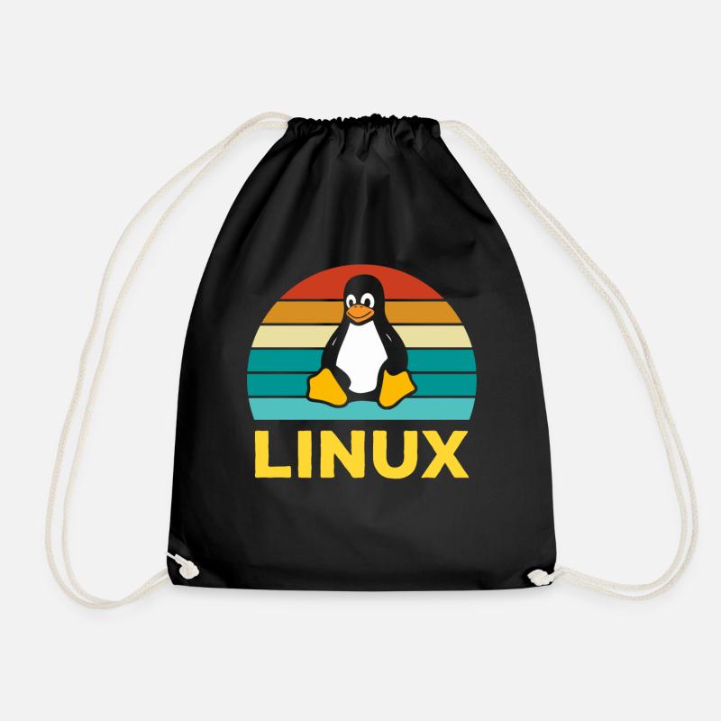 Linux Rétro Vintage Geek Style Informaticien - Sac de sport léger - noir