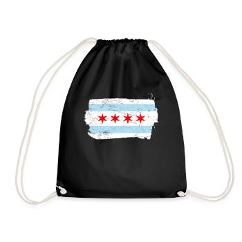Chicago Flagge - Turnbeutel - Schwarz - Vorne