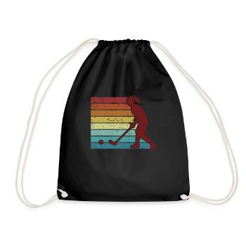 Hockey Player Retro Field Hockey Woman Vintage - Drawstring Bag - black - Front