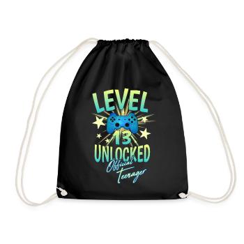 Level 13 Offiziell Teenager Zocken 13 Geburtstag - Turnbeutel - Schwarz - Vorne