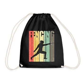 Funny fencing sport fencing fencer epee fight - Drawstring Bag - black - Front