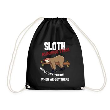 Lustiger Sloth Laufteam Design - Turnbeutel - Schwarz - Vorne