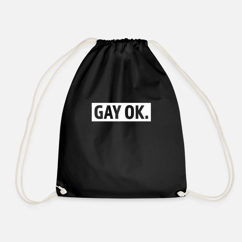 Gay OK - Drawstring Bag - black