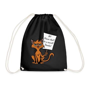 Cat cat lover sarcasm antifascist - Drawstring Bag - black - Front