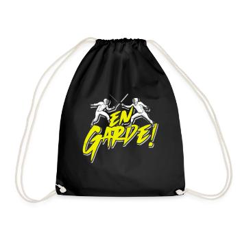 Fencing saying fencing mask duel saber sport fight - Drawstring Bag - black - Front