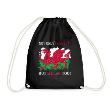 Wales flag St Davids Day Cymraeg Welsh coat of arms - Drawstring Bag - black - Front