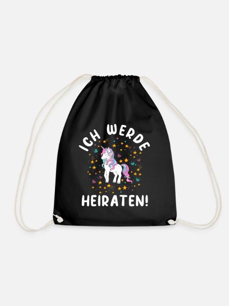 Ich Werde Heiraten Einhorn Braut JGA Geschenk - Turnbeutel - Schwarz