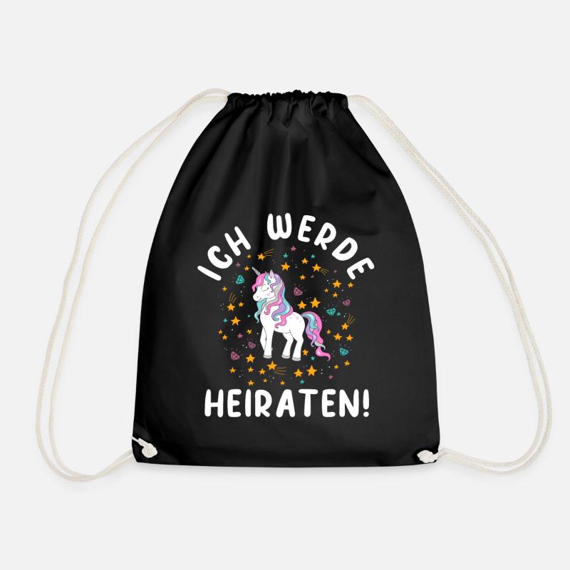 Ich Werde Heiraten Einhorn Braut JGA Geschenk - Turnbeutel - Schwarz