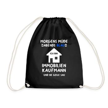 Immobilienkaufmann Immobilien Immobilienmakler - Turnbeutel - Schwarz - Vorne