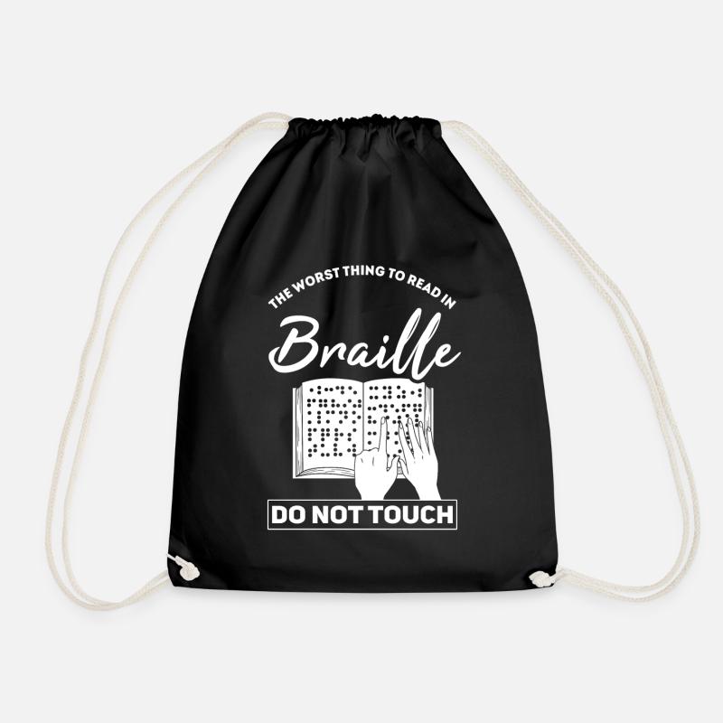 Braille Blindness Braille Blind Blind - Drawstring Bag - black