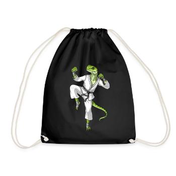 Karate Lizard - Drawstring Bag - black - Front
