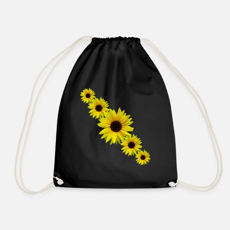 Sunflower, sunflower, flowers - Drawstring Bag - black