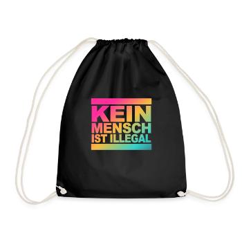 Kein Mensch ist illegal - Gegen Rechts - FCK NZS - Turnbeutel - Schwarz - Vorne