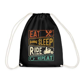 Eat Sleep Ride Repeat Motorcycle - Drawstring Bag - black - Front