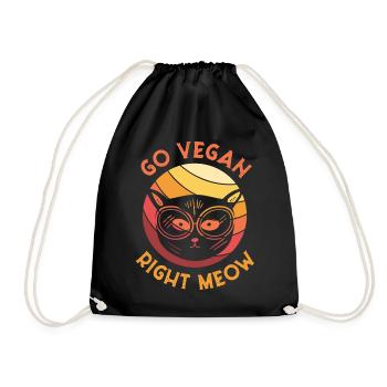 Go vegan right meow - Katze, Veganer - Turnbeutel - Schwarz - Vorne