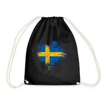 Schweden Flagge - Turnbeutel - Schwarz - Vorne