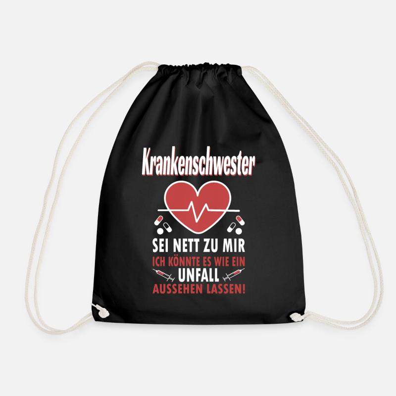 Krankenschwester Geschenkidee Lustige Sprüche - Turnbeutel - Schwarz