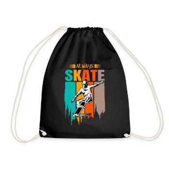 Skateboard Skateboarding vintage Skater Geschenk - Turnbeutel - Schwarz - Vorne
