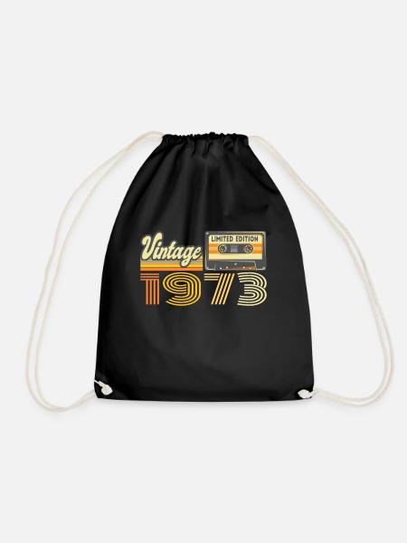 Vintage 1973 Cassette Mixtape - 47th Birthday - Drawstring Bag - black
