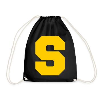 Idée cadeau lettre S jaune prénom prénom - Sac de sport léger - noir - Devant