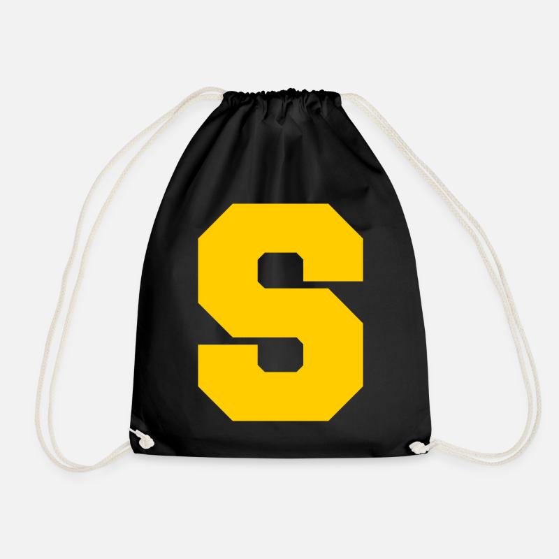 Letter S yellow name first name gift idea - Drawstring Bag - black