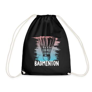 badminton federball geschenk geschenkidee sport - Turnbeutel - Schwarz - Vorne