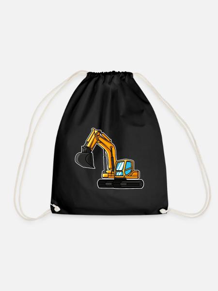 Excavatrice idée cadeau enfant chantier de construction de conducteur de pelle - Sac de sport léger - noir