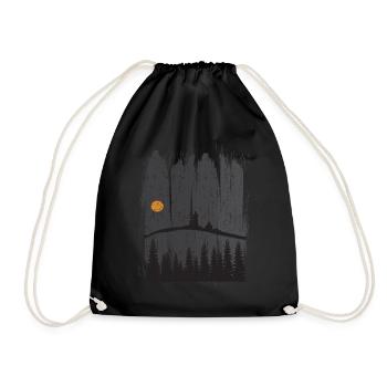 Harz Style - Brocken Forest Hiking Gift - Drawstring Bag - black - Front