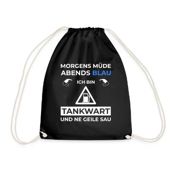 Tankwart Tankstelle Tanken Tanke - Turnbeutel - Schwarz - Vorne
