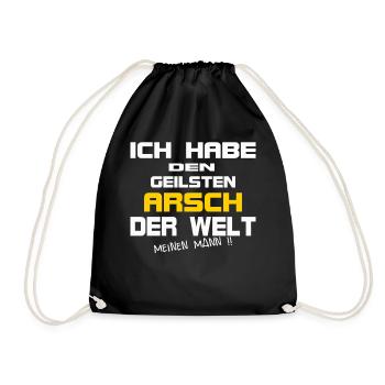 Ich habe den geilsten Arsch der Welt meinen Mann - Turnbeutel - Schwarz - Vorne