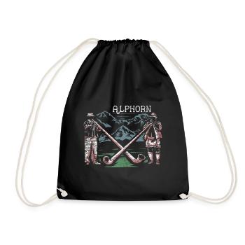 Alphorn Alps - Drawstring Bag - black - Front