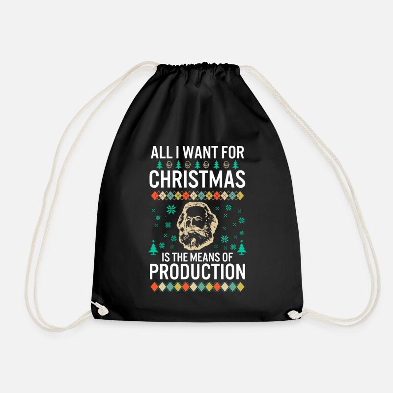 Karl Marx Weihnachtsroter hässlicher Pullover Alles was ich will - Turnbeutel - Schwarz