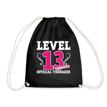 13th birthday 13 years teenager gift girl - Drawstring Bag - black - Front