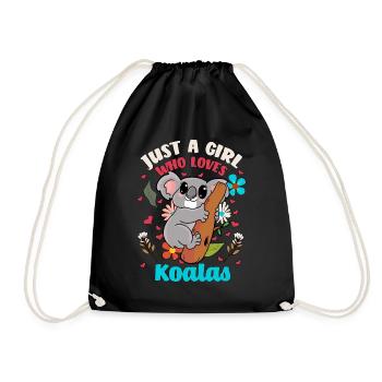 Koala girl woman eucalyptus gift marsupial - Drawstring Bag - black - Front