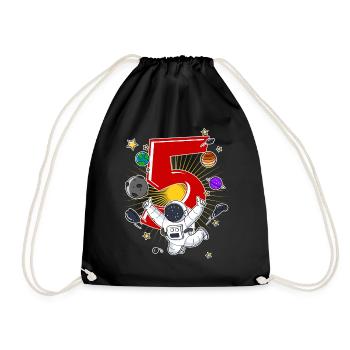 5th birthday astronaut planet spaceship planet - Drawstring Bag - black - Front