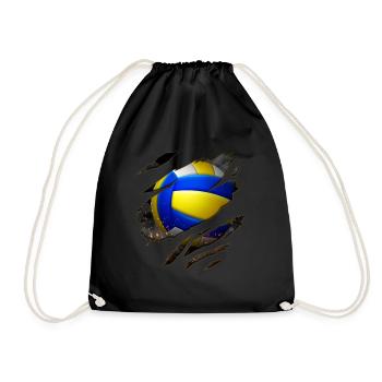 Vintage Volleyball Feuer Geschenk für Volley Spieler - Turnbeutel - Schwarz - Vorne