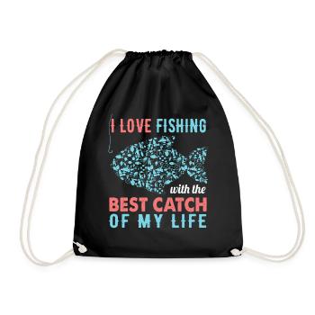 Pêche pêcheur pêche pêcheur poisson canne à pêche cadeau - Sac de sport léger - noir - Devant