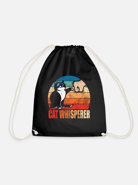 Lustiger Retro bester Katzenflüsterer mit Fauststoß - Turnbeutel - Schwarz