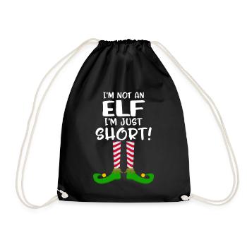 Ich bin kein Elf Ich bin nur kurz Lustige Weihnachten - Turnbeutel - Schwarz - Vorne
