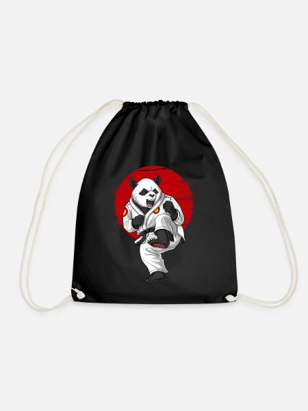 Panda Bären Karate - Turnbeutel - Schwarz