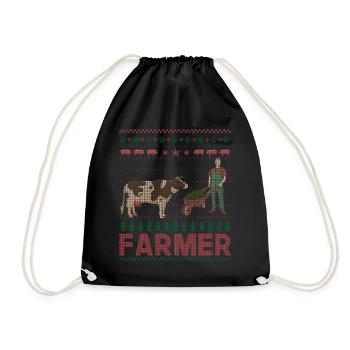 Noël fermier fermier vache - Sac de sport léger - noir - Devant