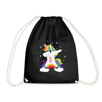 La licorne surfe cool sur l'arc-en-ciel - Sac de sport léger - noir - Devant