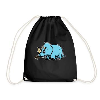 Triceratops dino dinosaur - Drawstring Bag - black - Front