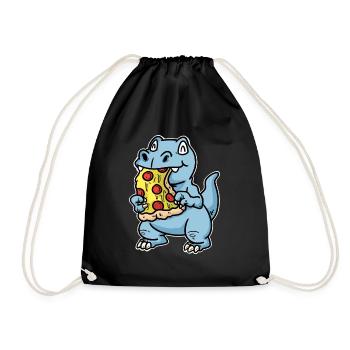 Pizza slice pizza salami pizza - Drawstring Bag - black - Front