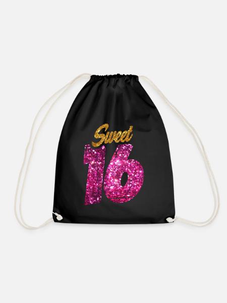 Sweet Sixteen Geschenk Zum 16. Geburtstag Mädchen - Turnbeutel - Schwarz
