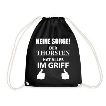 Thorsten Vorname Geschenk Cooler Spruch Namenstag - Turnbeutel - Schwarz - Vorne