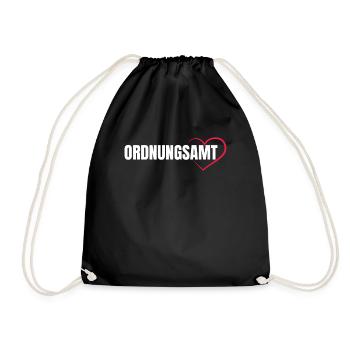 Ordnungsamt Fasching Karneval Beamter Geschenk - Turnbeutel - Schwarz - Vorne