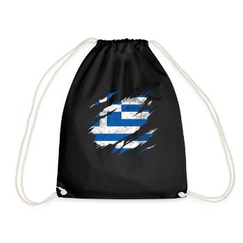 Greece Flag - Drawstring Bag - black - Front